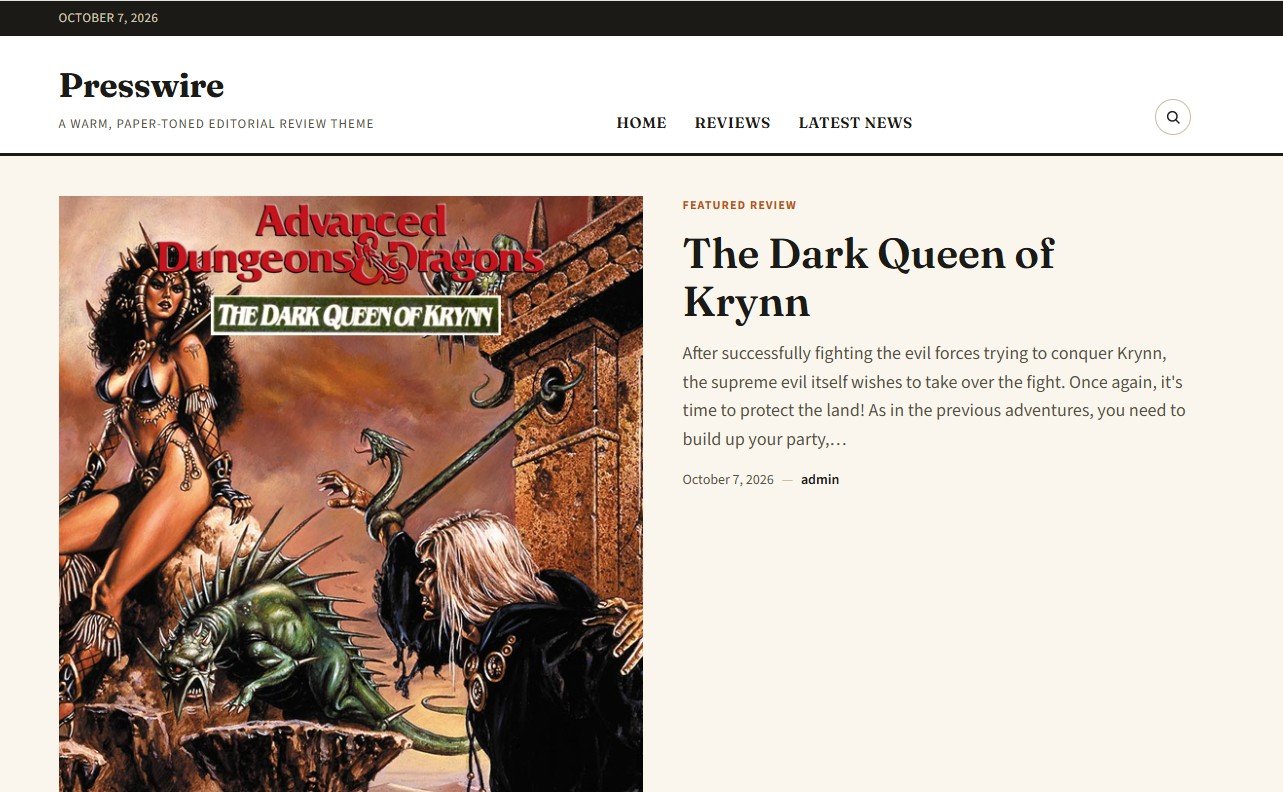 Welcome to Presswire: Your Games Site, Your Way